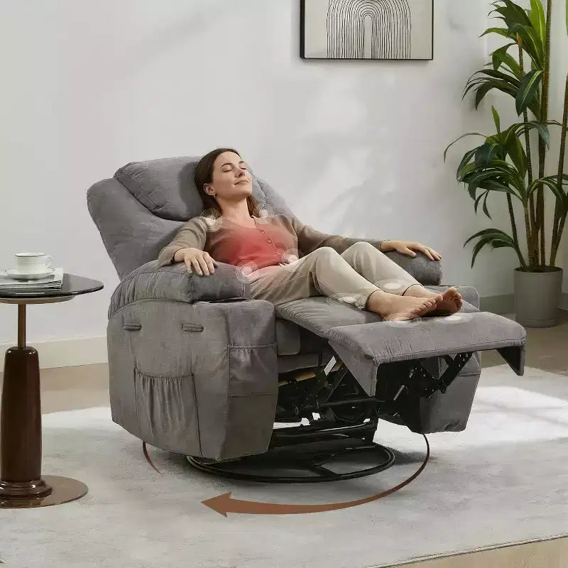 Fauteuil inclinable, fauteuil inclinable à bascule pivotant à 360° pour adultes, pour salon, chambre, maison
