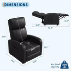 Fauteuil inclinable en cuir PU, siège simple paresseux avec poche latérale, dossier haut et accoudoirs rembourrés larges, fauteuil de cinéma maison pour salon, chambre à coucher