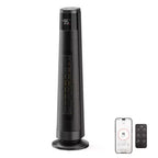 Black Tower Space Heater - Perfect Christmas Gift, 1500W Fast Heating with APP & Remote Control, Ideal Holiday Present