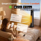 Chauffage colonne noir - Cadeau de Noël idéal, chauffe rapide 1500 W avec application et télécommande, parfait pour les fêtes