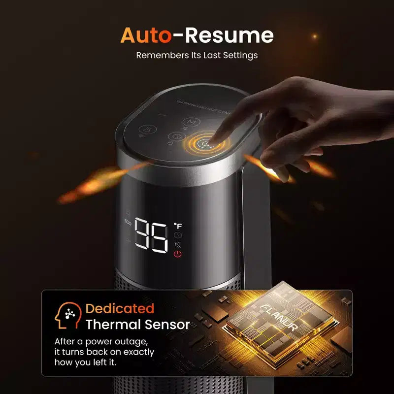 Chauffage colonne noir - Cadeau de Noël idéal, chauffe rapide 1500 W avec application et télécommande, parfait pour les fêtes