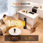 Chauffage colonne noir - Cadeau de Noël idéal, chauffe rapide 1500 W avec application et télécommande, parfait pour les fêtes