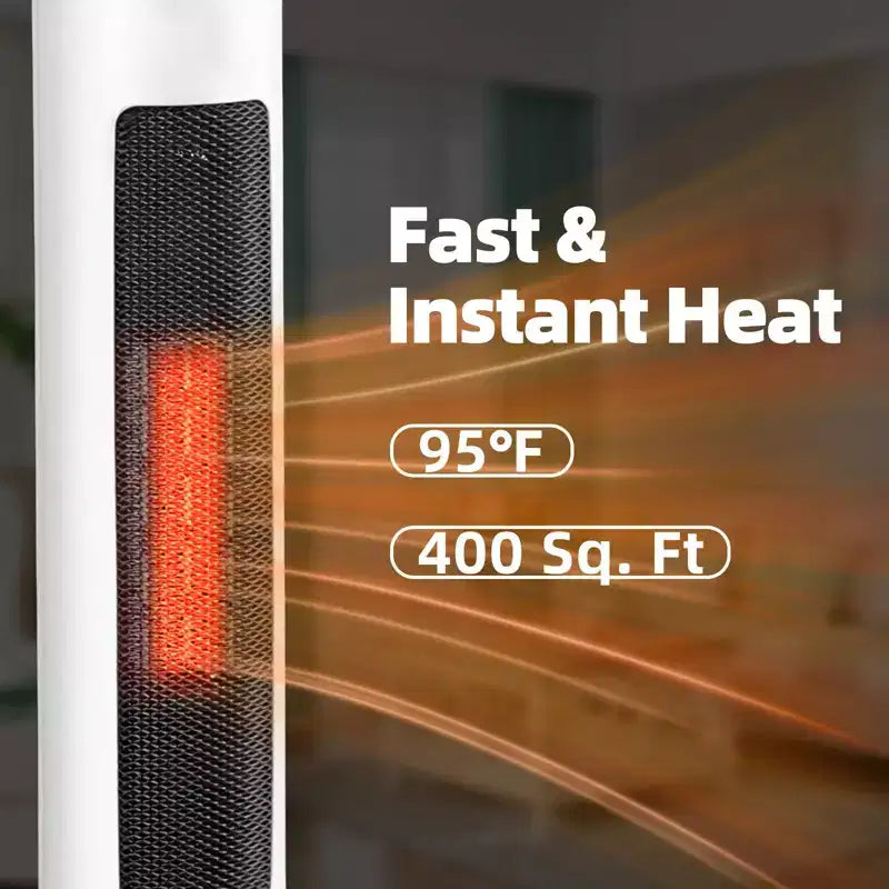 Radiateur soufflant électrique ROVSUN 1500W avec télécommande et contrôle par application, oscillant, protection anti-basculement et anti-surchauffe pour chambre et salon