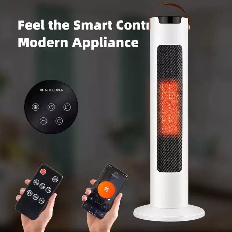 Radiateur soufflant électrique ROVSUN 1500W avec télécommande et contrôle par application, oscillant, protection anti-basculement et anti-surchauffe pour chambre et salon