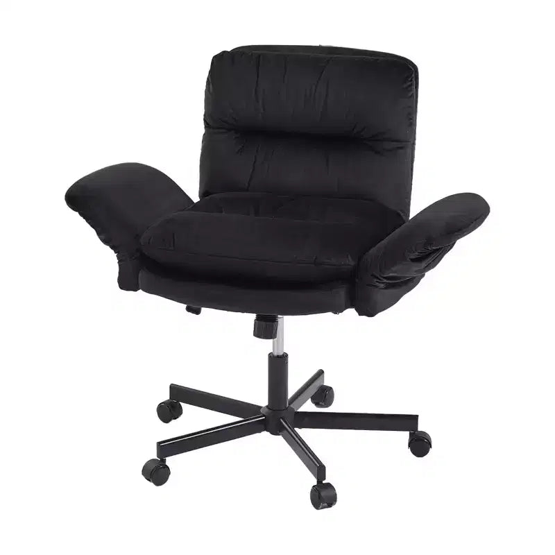 Chaise de bureau Bestier Criss Cross avec accoudoirs et roulettes, chaise de bureau ergonomique à pattes croisées, chaise de bureau pour la maison et le maquillage.