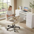 Chaise de bureau Bestier Criss Cross avec accoudoirs et roulettes, chaise de bureau ergonomique à pattes croisées, chaise de bureau pour la maison et le maquillage.
