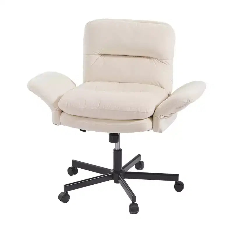 Chaise de bureau Bestier Criss Cross avec accoudoirs et roulettes, chaise de bureau ergonomique à pattes croisées, chaise de bureau pour la maison et le maquillage.