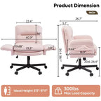 Chaise de bureau Bestier Criss Cross avec accoudoirs et roulettes, chaise de bureau ergonomique à pattes croisées, chaise de bureau pour la maison et le maquillage.