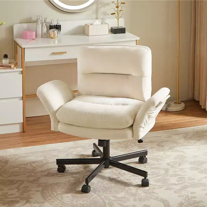 Chaise de bureau Bestier Criss Cross avec accoudoirs et roulettes, chaise de bureau ergonomique à pattes croisées, chaise de bureau pour la maison et le maquillage.