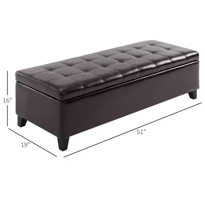 Banc de rangement ottoman 51, coffre de rangement en similicuir avec couvercle relevable, ottoman capitonné pour salon, entrée