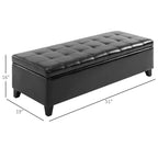 Banc de rangement ottoman 51, coffre de rangement en similicuir avec couvercle relevable, ottoman capitonné pour salon, entrée