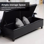 Banc de rangement ottoman 51, coffre de rangement en similicuir avec couvercle relevable, ottoman capitonné pour salon, entrée