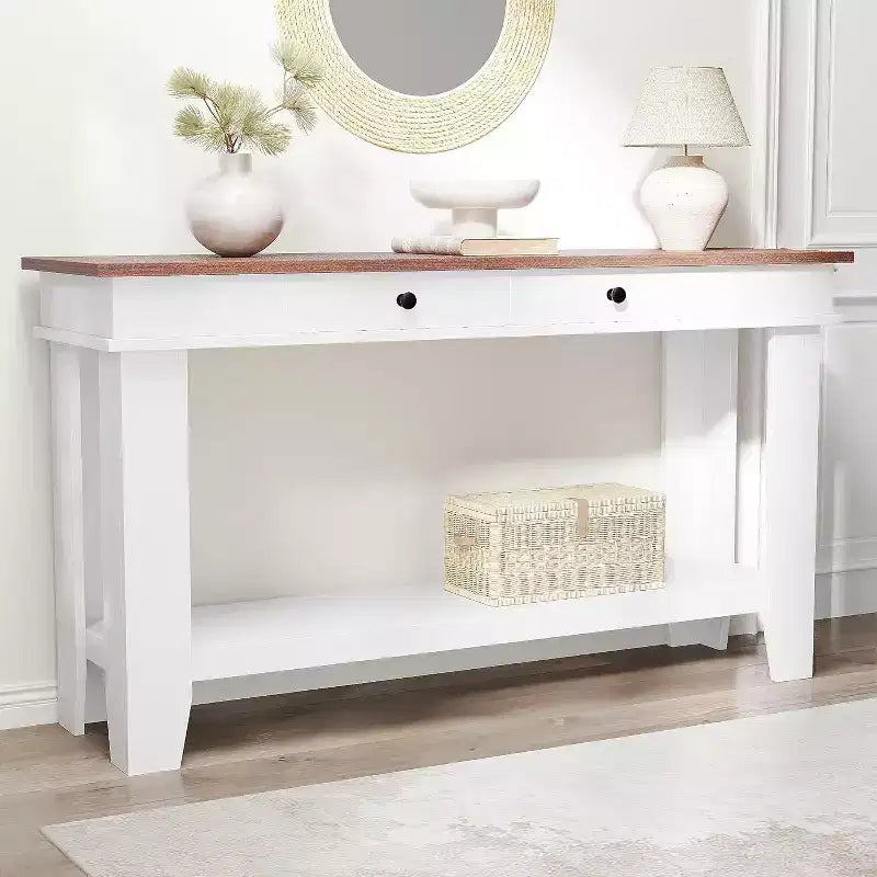 Console de 54 po pour entrée - Table d'entrée de style ferme avec rangement et tiroirs, petites tables d'appoint pour couloir derrière un canapé, table de canapé