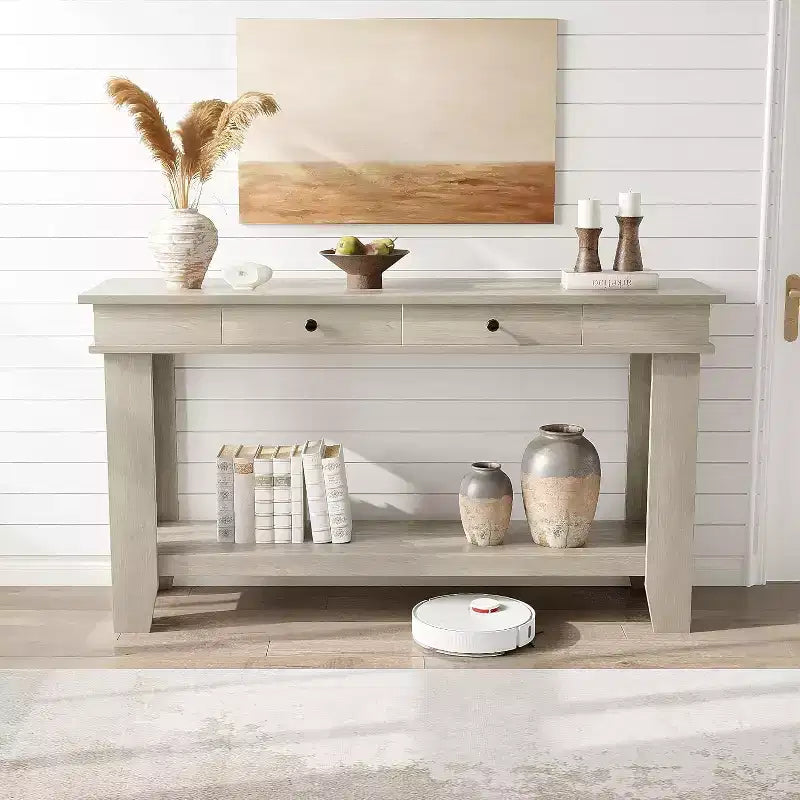 Console de 54 po pour entrée - Table d'entrée de style ferme avec rangement et tiroirs, petites tables d'appoint pour couloir derrière un canapé, table de canapé
