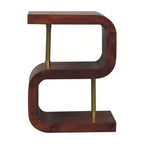 Table de chevet incurvée HomeRoots 24 en bois massif, châtaignier et or