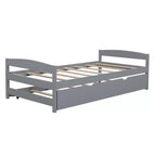 Lit plateforme double avec tête de lit, pied de lit et lit gigogne, cadre en bois de pin, pas besoin de sommier tapissier