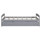 Lit plateforme double avec tête de lit, pied de lit et lit gigogne, cadre en bois de pin, pas besoin de sommier tapissier