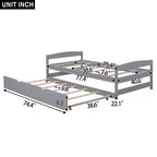 Lit plateforme double avec tête de lit, pied de lit et lit gigogne, cadre en bois de pin, pas besoin de sommier tapissier