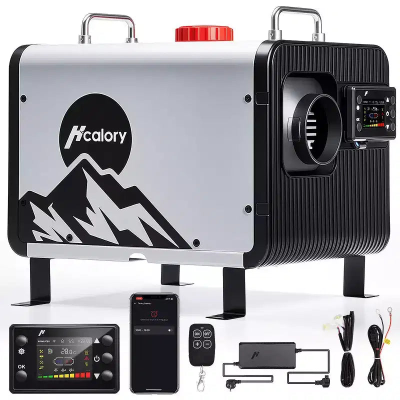Hcalory Horizontal All-in-One Diesel Air Heater 5KW-8KW 12V/24V & 110V  Fast Heating, Low Fuel Use, Bluetooth & App Control