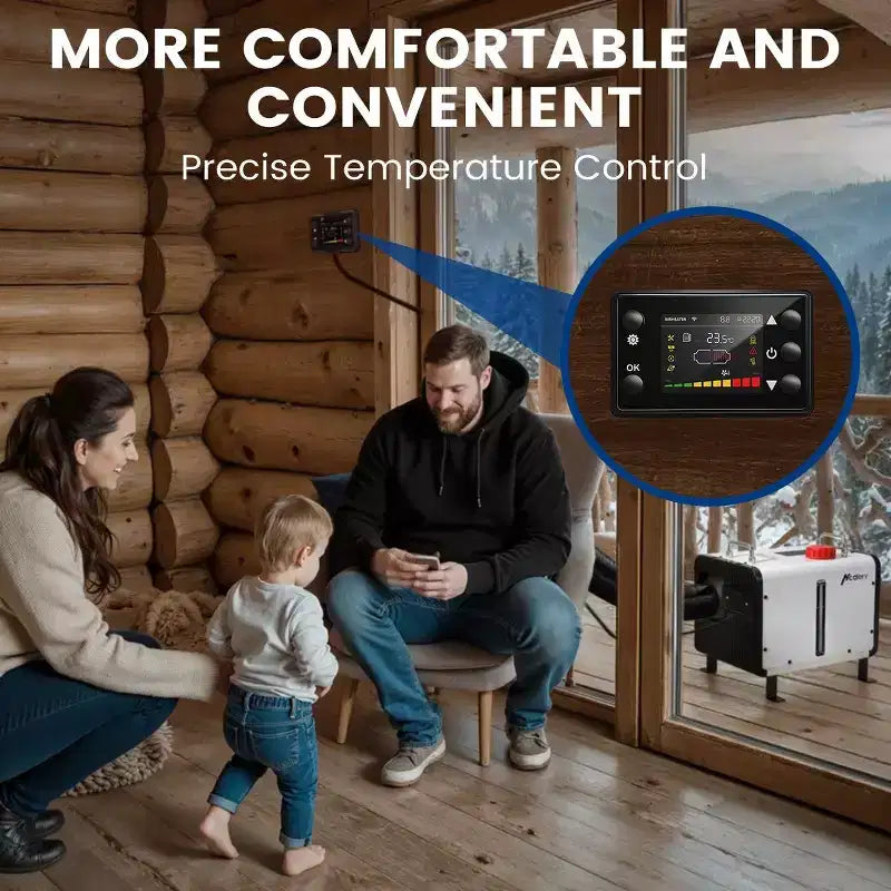 Chauffage diesel à air tout-en-un horizontal Hcalory 5KW-8KW 12V/24V & 110V, chauffage rapide, faible consommation de carburant, contrôle par Bluetooth et application