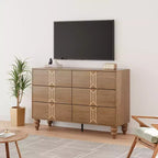 Commode moderne en bois à 6 tiroirs, motif vintage pour chambre à coucher, salon,
