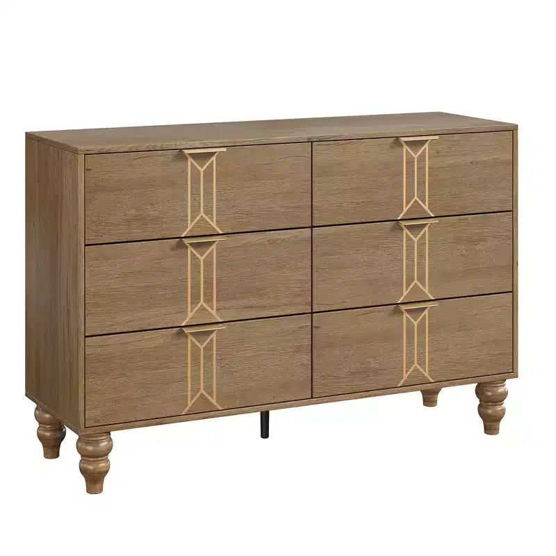 Commode moderne en bois à 6 tiroirs, motif vintage pour chambre à coucher, salon,