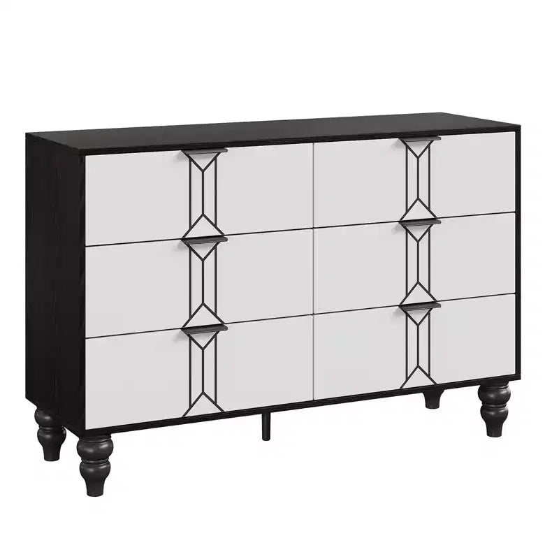 Commode moderne en bois à 6 tiroirs, motif vintage pour chambre à coucher, salon,