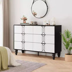 Modern Wooden 6 Drawer Dresser , Vintage Pattern Design for Bedroom, Living Room,