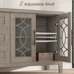 Meuble TV de ferme GustoWave pour téléviseur de 70 pouces, avec porte vitrée, 2 portes de rangement et 3 tiroirs, table console avec étagères pour chambre à coucher et salon