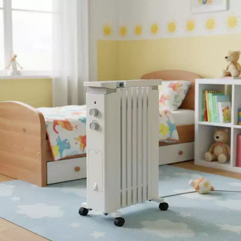 Radiateur à bain d'huile Gymax 1500 W avec humidificateur, chauffage électrique portable à 3 réglages de température, protection contre la surchauffe et le basculement