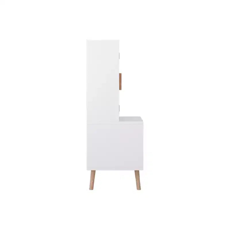 Meuble de rangement pour jouets Whisen Kids avec portes et étagère ouverte, organisateur moderne avec pieds en bois naturel - Blanc