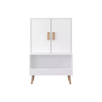 Meuble de rangement pour jouets Whisen Kids avec portes et étagère ouverte, organisateur moderne avec pieds en bois naturel - Blanc