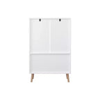 Meuble de rangement pour jouets Whisen Kids avec portes et étagère ouverte, organisateur moderne avec pieds en bois naturel - Blanc