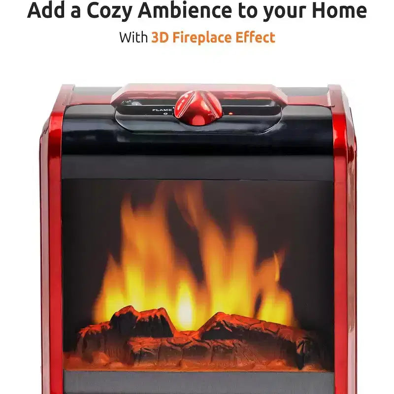 Chauffage soufflant portable avec effet cheminée EZ Heat, design compact 1200 W avec effet flamme réaliste