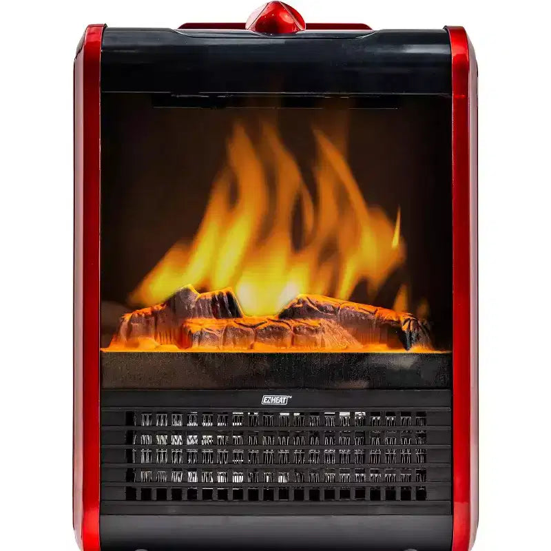 Chauffage soufflant portable avec effet cheminée EZ Heat, design compact 1200 W avec effet flamme réaliste