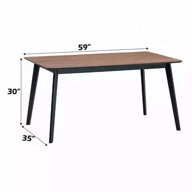 Table à manger Royal Hampton, plateau rectangulaire marron 150 cm, pieds scandinaves noirs