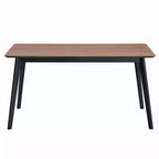 Table à manger Royal Hampton, plateau rectangulaire marron 150 cm, pieds scandinaves noirs