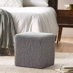Repose-pieds tricoté, Pouf carré rembourré, Petit meuble, Convient pour le salon et la chambre à coucher, Aucun assemblage requis.