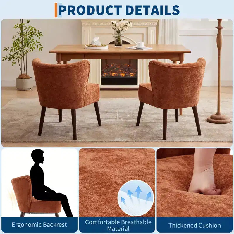 Fauteuil d'appoint moderne COZONY, fauteuil simple rembourré en tissu avec siège lounge et pieds en bois pour salon, bureau, chambre à coucher, 1 pièce