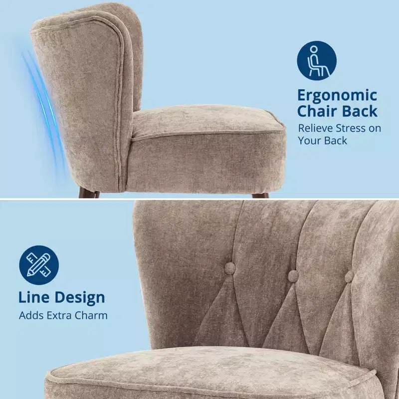 Fauteuil d'appoint moderne COZONY, fauteuil simple rembourré en tissu avec siège lounge et pieds en bois pour salon, bureau, chambre à coucher, 1 pièce
