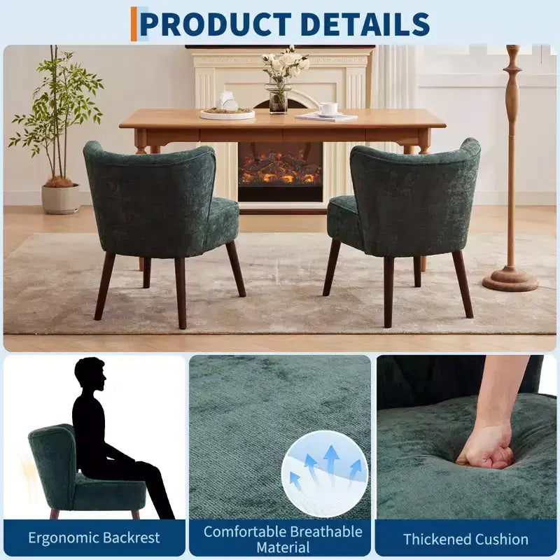 Fauteuil d'appoint moderne COZONY, fauteuil simple rembourré en tissu avec siège lounge et pieds en bois pour salon, bureau, chambre à coucher, 1 pièce