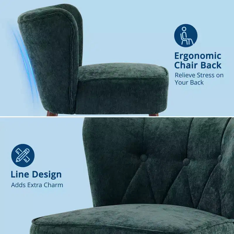 Fauteuil d'appoint moderne COZONY, fauteuil simple rembourré en tissu avec siège lounge et pieds en bois pour salon, bureau, chambre à coucher, 1 pièce