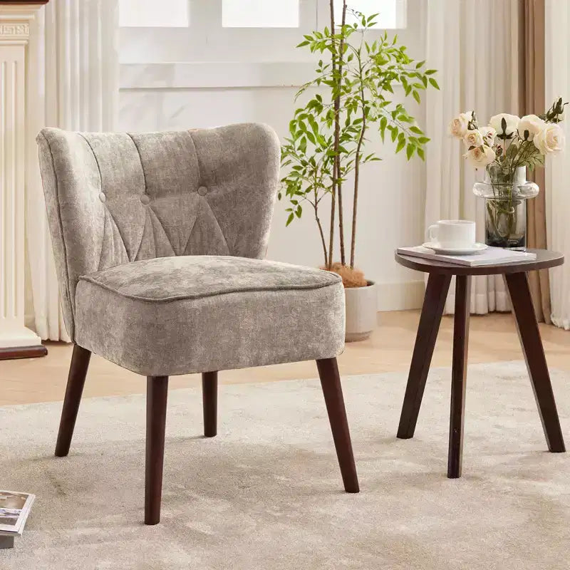Fauteuil d'appoint moderne COZONY, fauteuil simple rembourré en tissu avec siège lounge et pieds en bois pour salon, bureau, chambre à coucher, 1 pièce