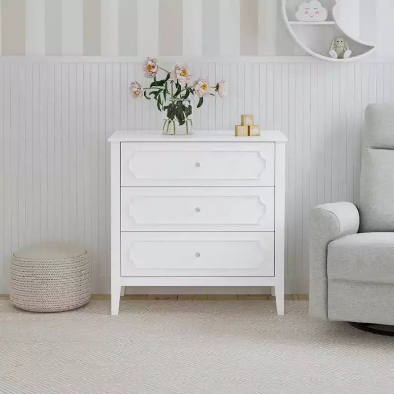 Commode 3 tiroirs daVinci Chloe Regency - Blanc