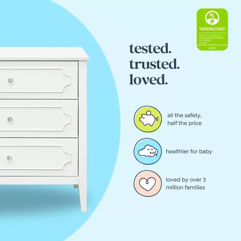 Commode 3 tiroirs daVinci Chloe Regency - Blanc
