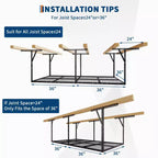 Rack de rangement de garage suspendu robuste Système d'étagères en acier à fixation au plafond (capacité de 272 kg, hauteur réglable, 1 pièce)