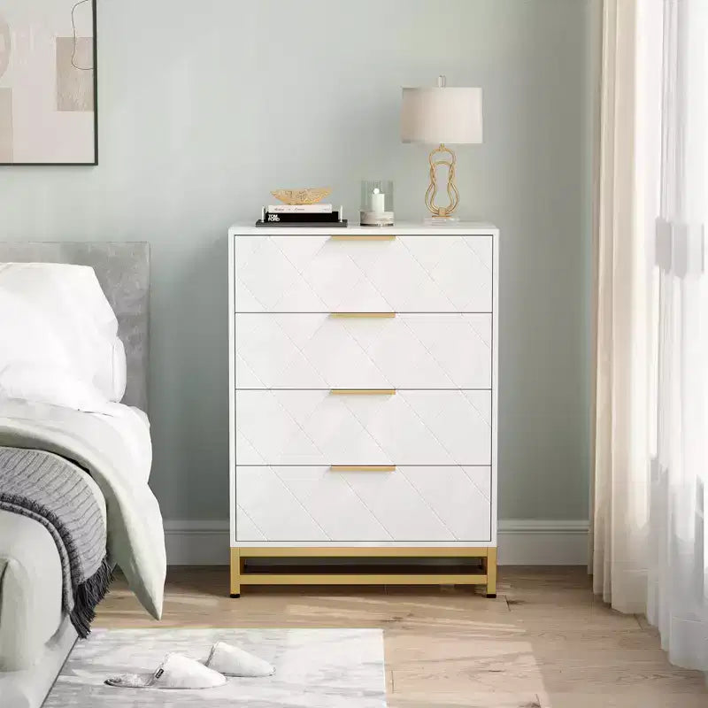Commode en bois, meuble de rangement vertical moderne avec dispositif anti-basculement, convient aux chambres à coucher, salons et couloirs.