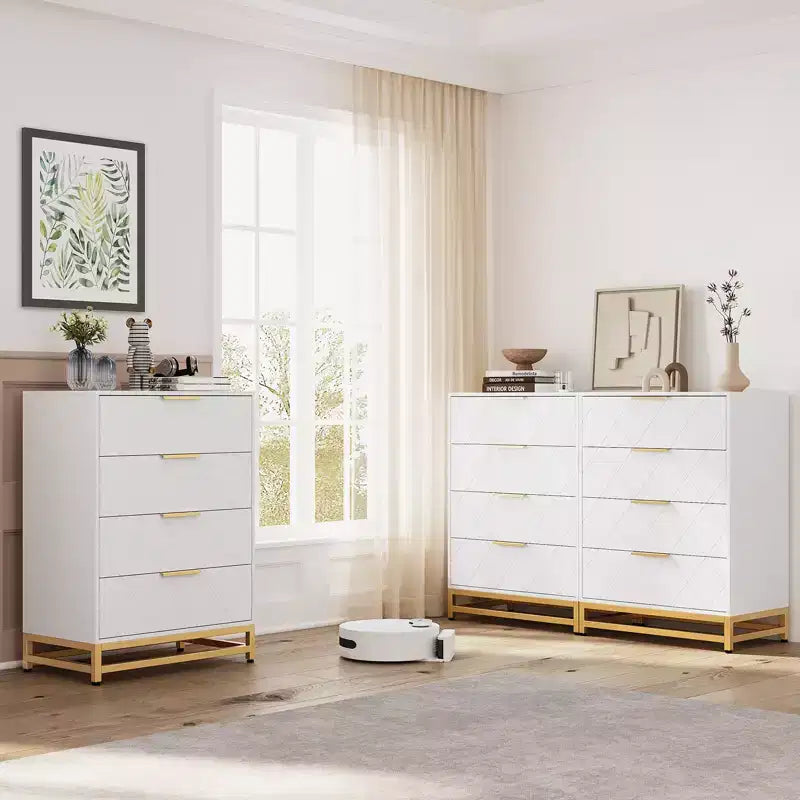Commode en bois, meuble de rangement vertical moderne avec dispositif anti-basculement, convient aux chambres à coucher, salons et couloirs.