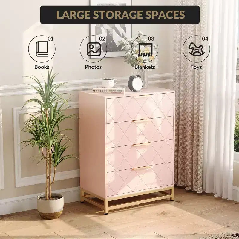 Commode en bois, meuble de rangement vertical moderne avec dispositif anti-basculement, convient aux chambres à coucher, salons et couloirs.