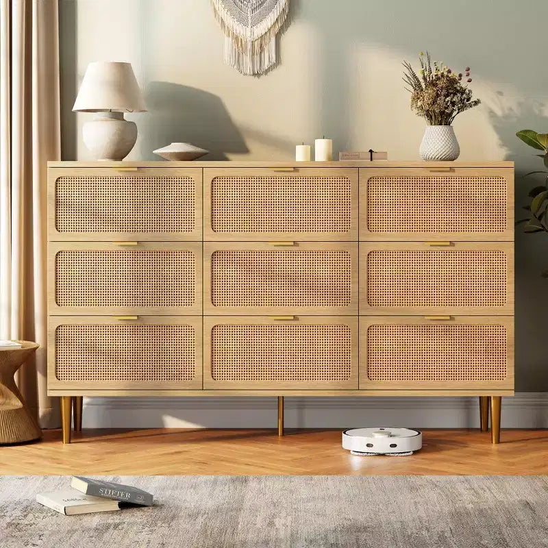 Commode en rotin pour la chambre, armoires de rangement grande capacité pour la garde-robe, convient pour le salon, le couloir et la chambre d'enfant.